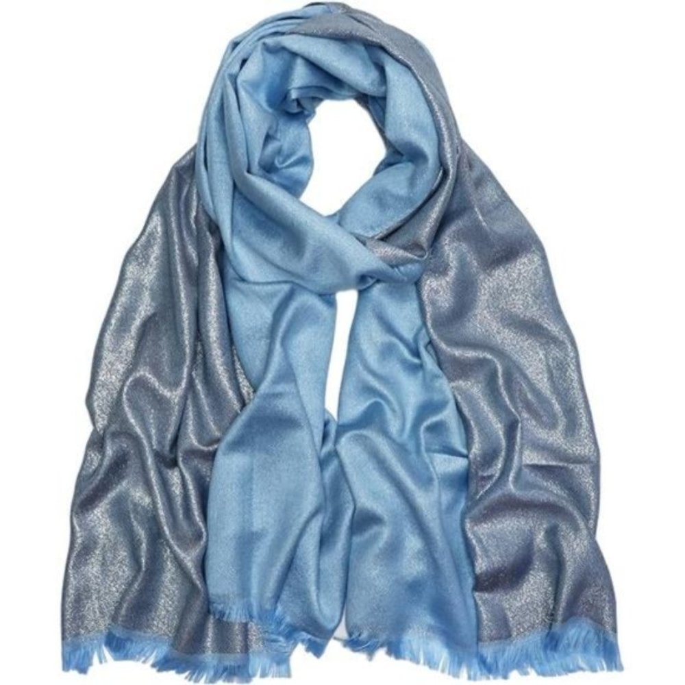 Women's Sparkling Metallic Pashmina Shawls Blue